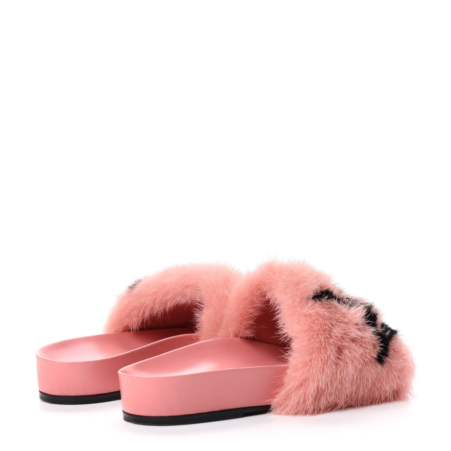 Mink Fur Bom Dia Flat Mules 37.5 Pink