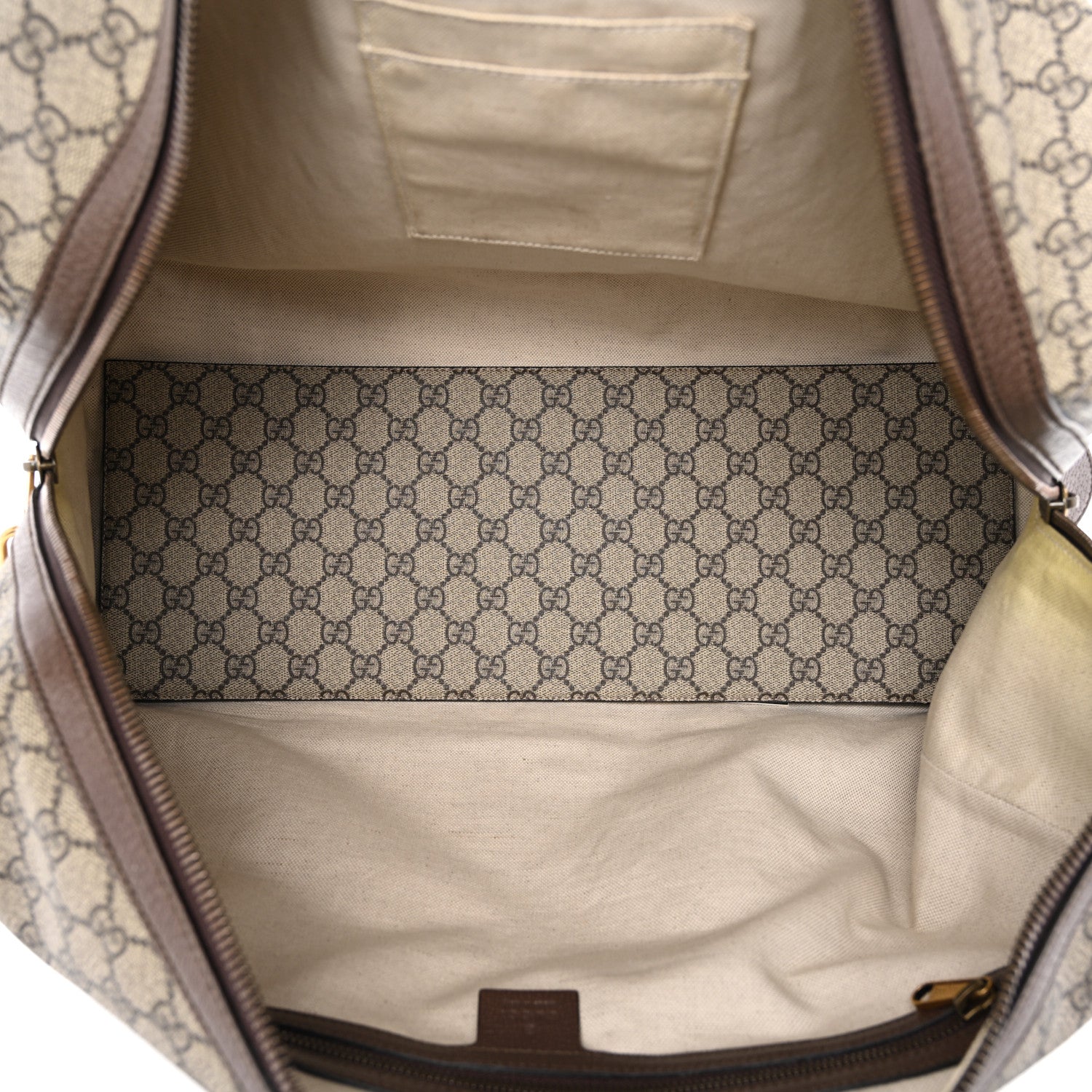 Gucci GG Supreme Monogram Textured Dollar Calfskin Web Medium Ophidia Carry-On Duffle Bag Beige Ebony New Acero 4 of 10