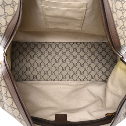 Gucci GG Supreme Monogram Textured Dollar Calfskin Web Medium Ophidia Carry-On Duffle Bag Beige Ebony New Acero 4 of 10