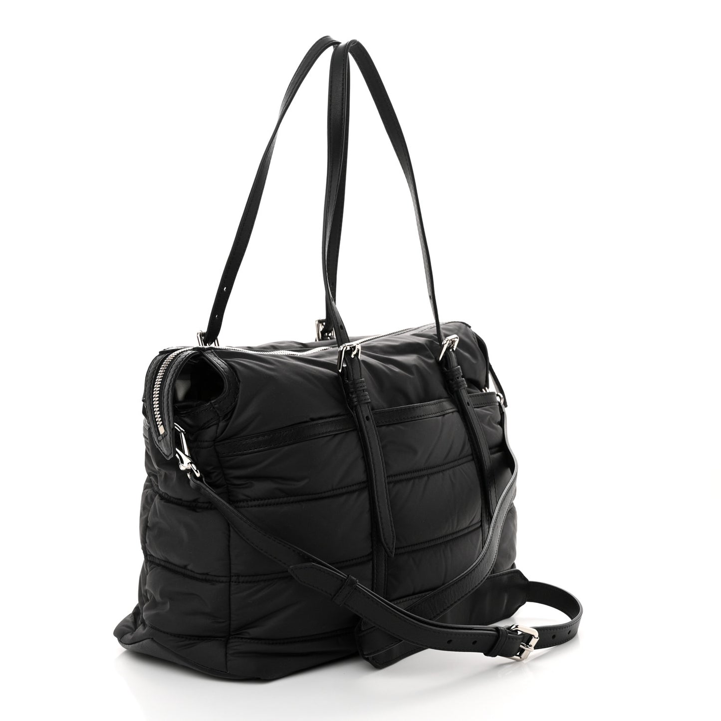 Nylon House Check Quilted Abbey Diaper Bag Black