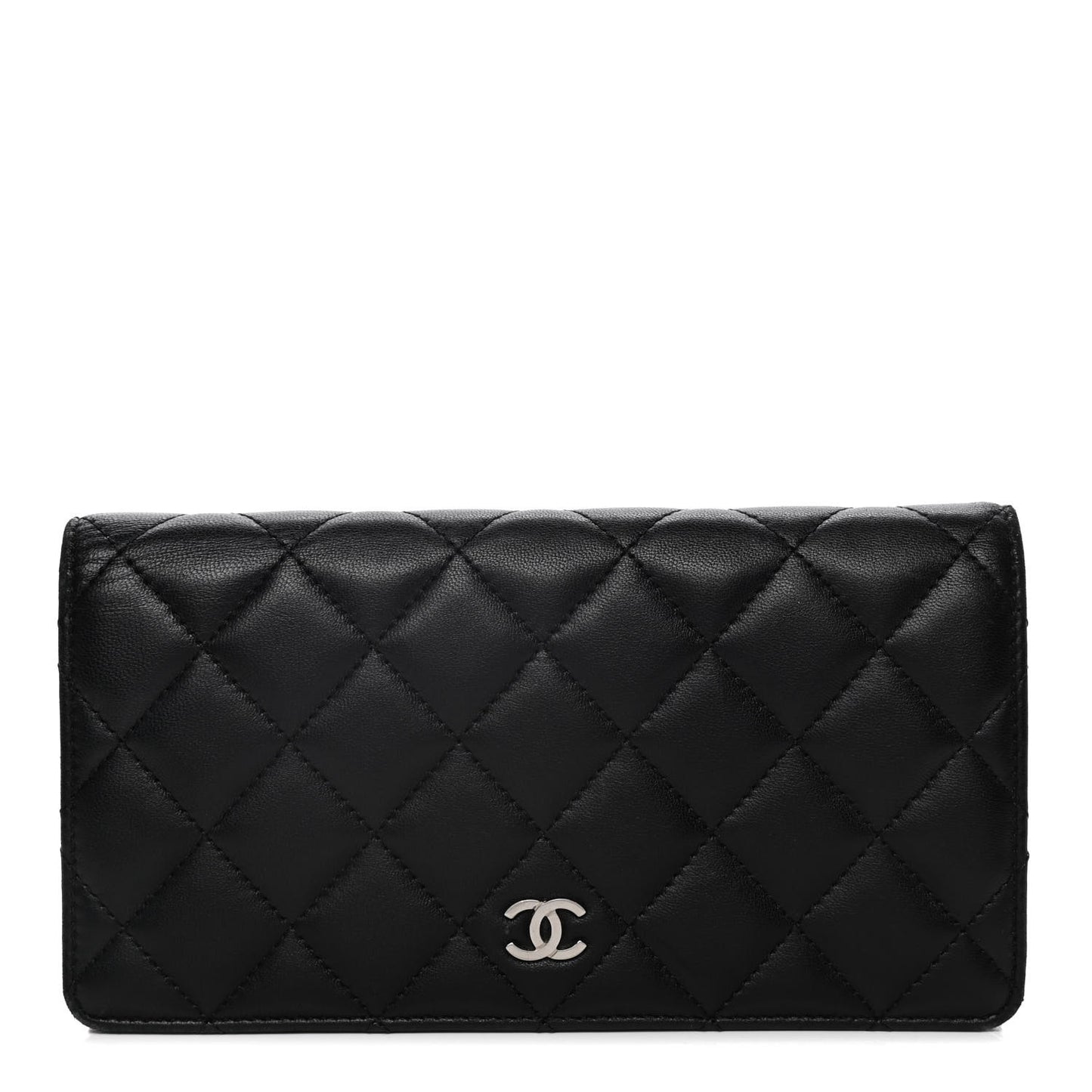 Lambskin Quilted Yen Wallet Black