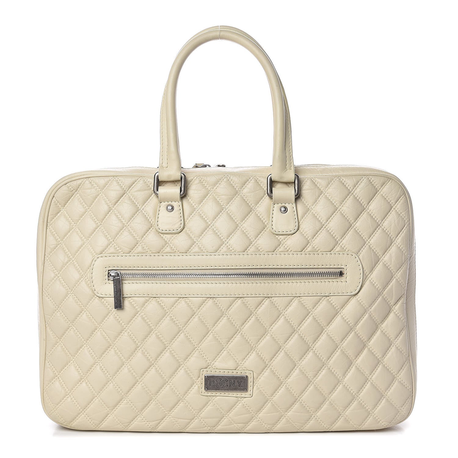 Chanel Aged Calfskin Quilted Paris New York PNY Laptop Bag Ivory 1 of 22