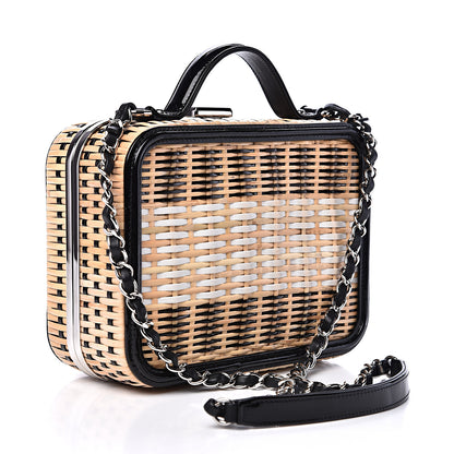 Chanel Raffia Patent Medium CC Filigree Vanity Case Black 2 of 9