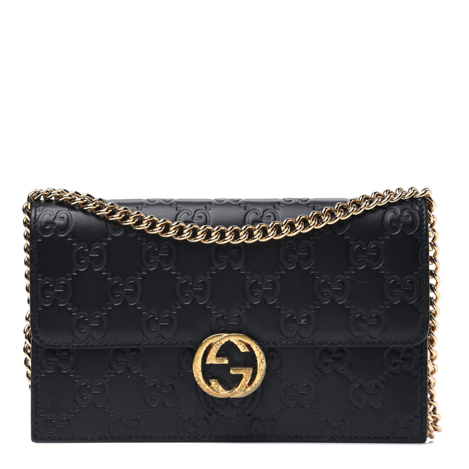 Gucci Guccissima Icon Chain Wallet Black 1 of 4