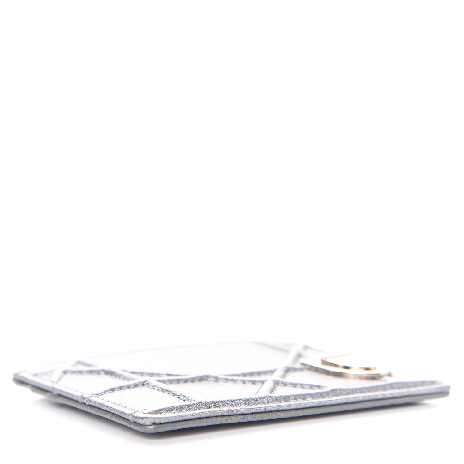 Christian Dior Metallic Grained Calfskin Cannage Diorama Card Holder Steel 4 of 8