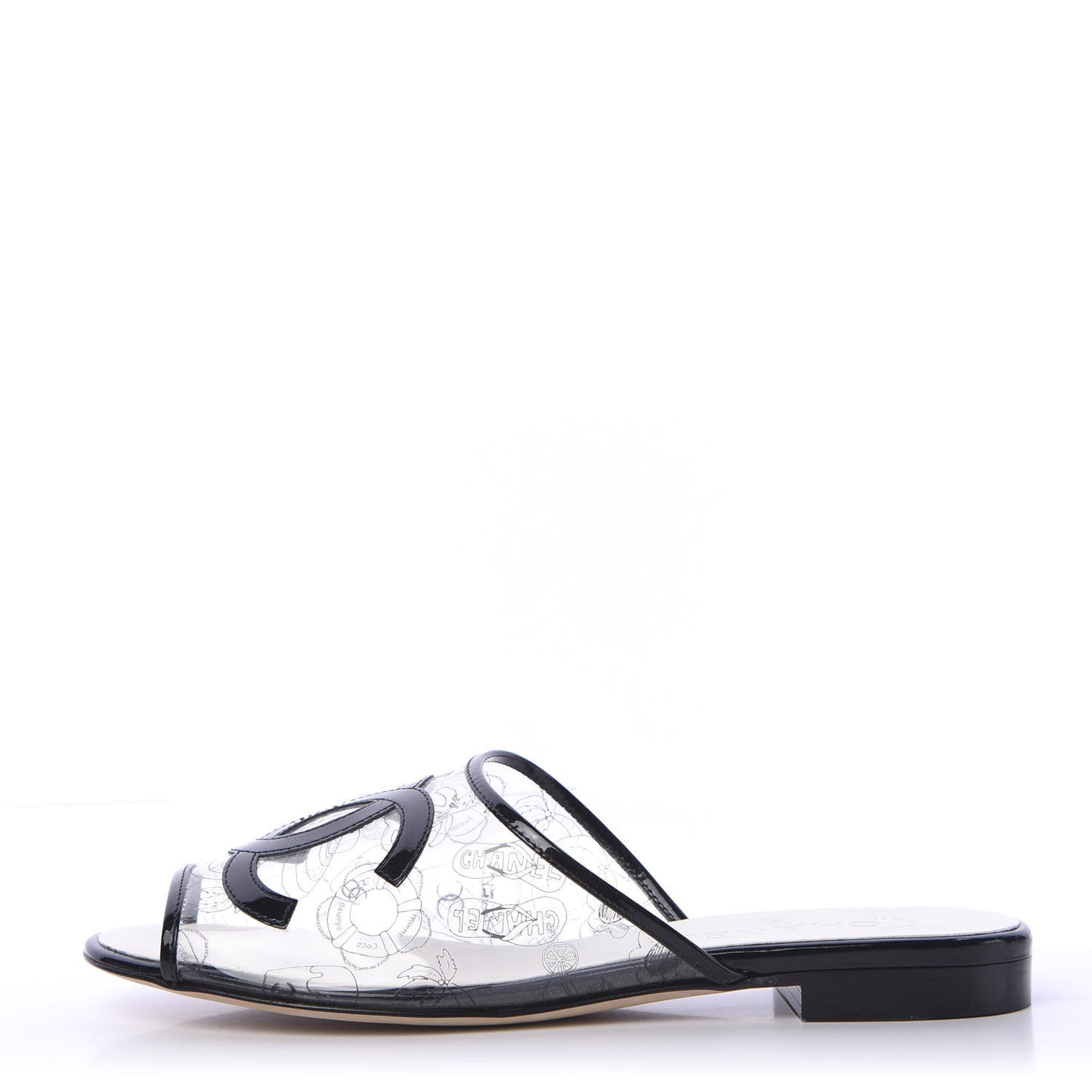 PVC Fantasy Patent CC Mules 38.5 Black