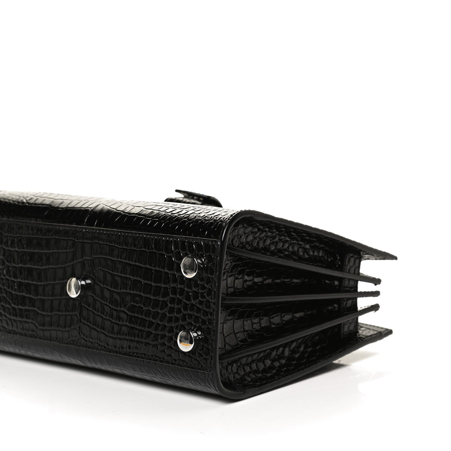 Saint Laurent Calfskin Crocodile Embossed Nano Sac De Jour Black 10 of 10