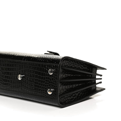 Saint Laurent Calfskin Crocodile Embossed Nano Sac De Jour Black 10 of 10