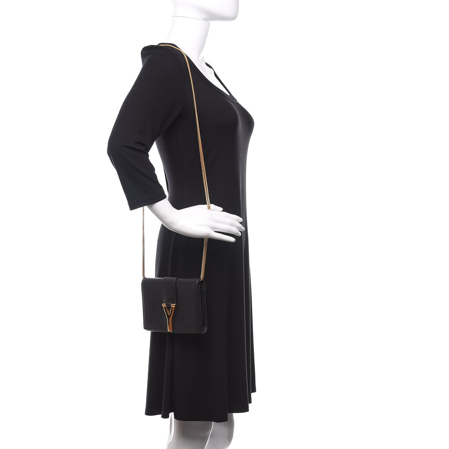 Calfskin Mini Y Ligne Crossbody Pochette Bag Black