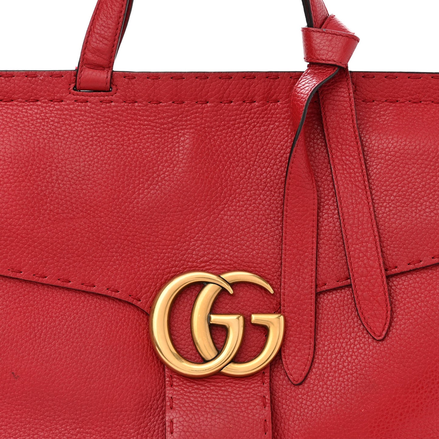 Calfskin Medium GG Marmont Top Handle Bag Vulcanic Red