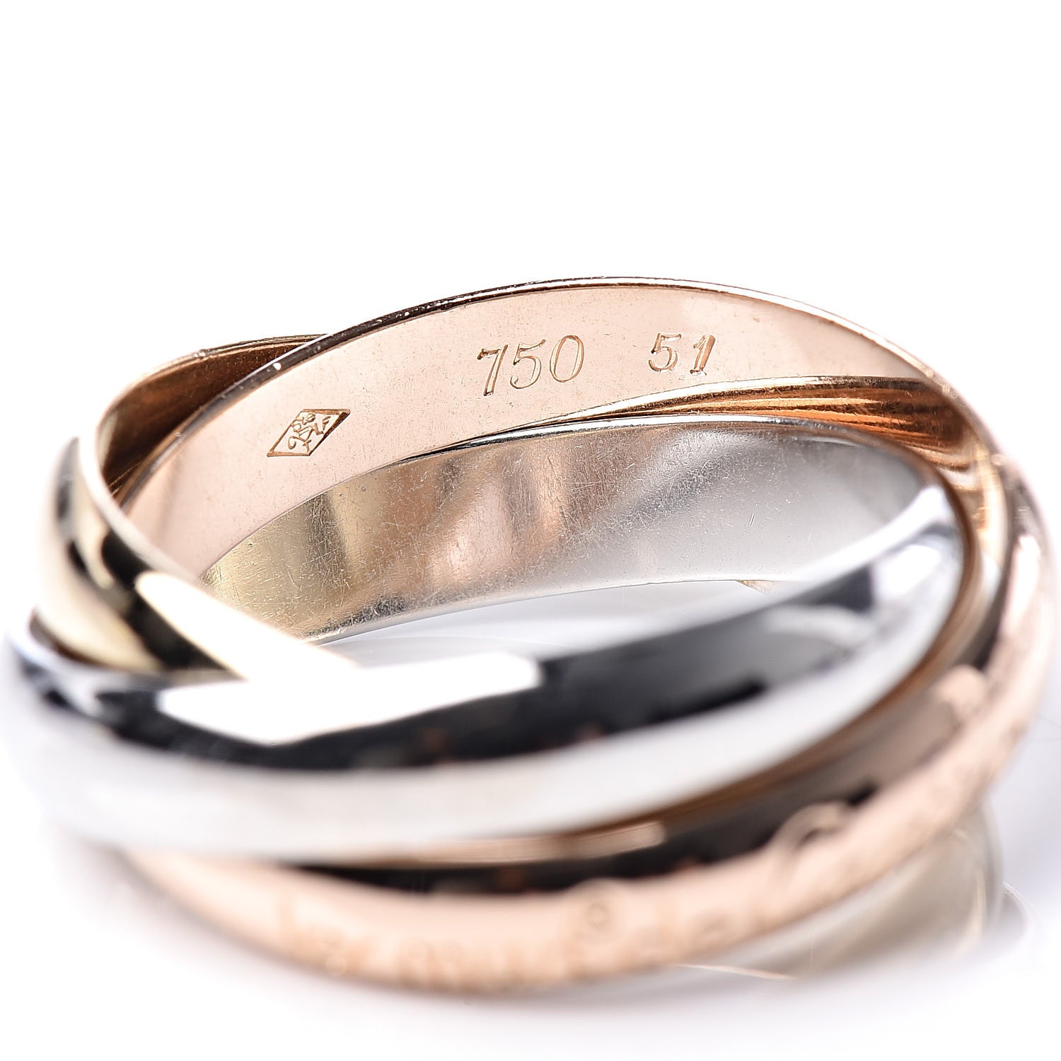 Cartier 18K Pink Yellow White Gold Classic Les Must De Trinity Ring 51 5.75 5 of 5