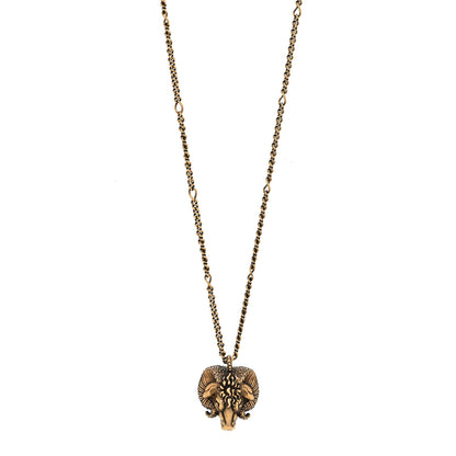 Gucci Metal Crystal Ram Head Necklace Aged Gold 1 of 5
