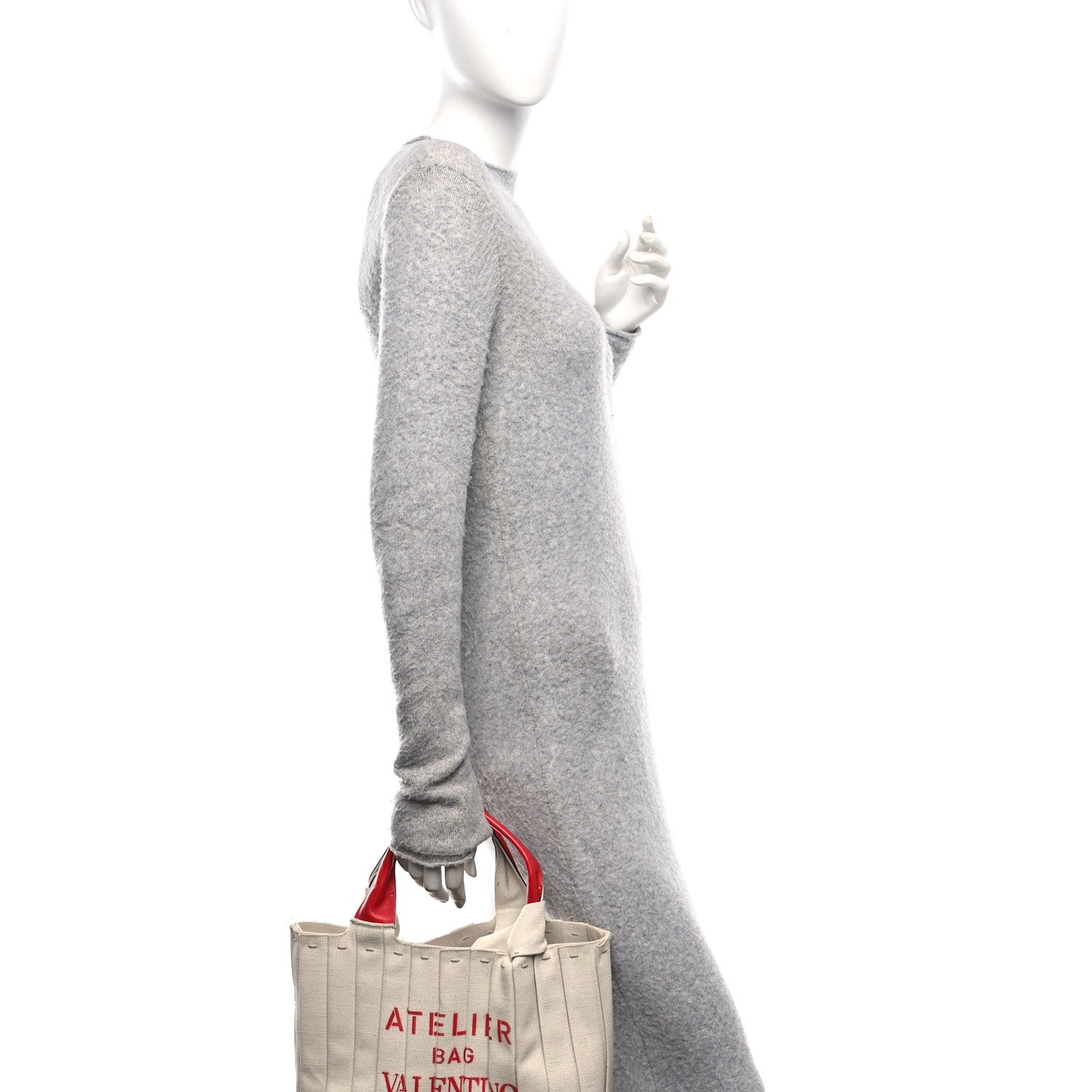 Valentino Garavani Canvas Atelier 05 Plisse Edition Medium Tote Bag Naturale 2 of 14