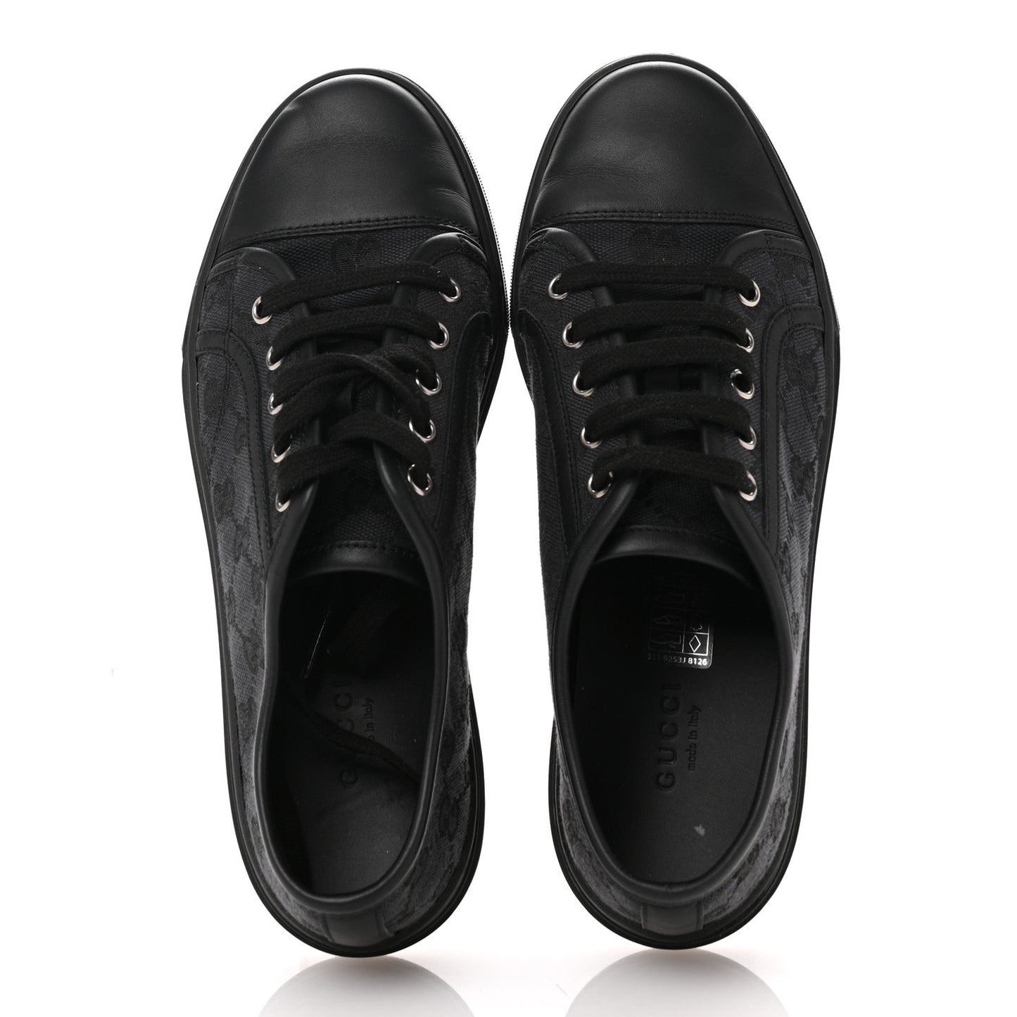 GG Monogram Calfskin Womens Low Top Sneakers 37 Piombo Black