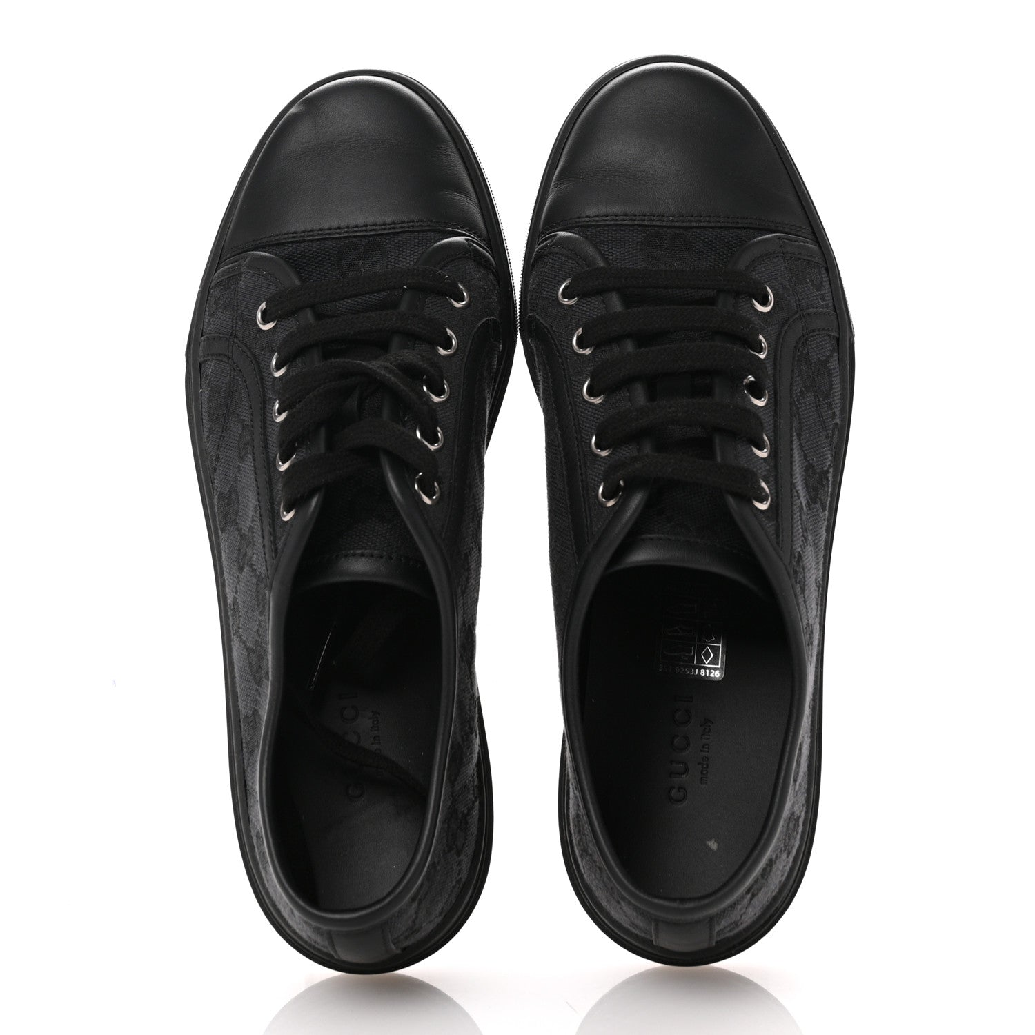 Gucci GG Monogram Calfskin Womens Low Top Sneakers 37 Piombo Black 2 of 9