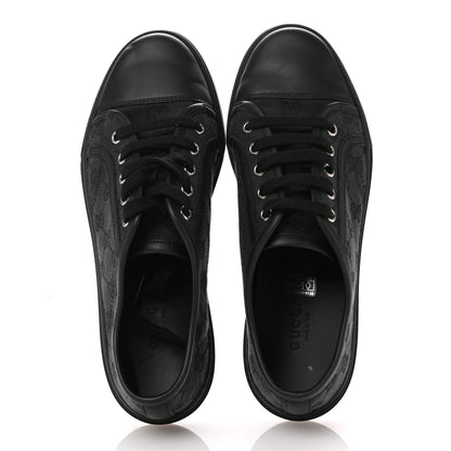 Gucci GG Monogram Calfskin Womens Low Top Sneakers 37 Piombo Black 2 of 9