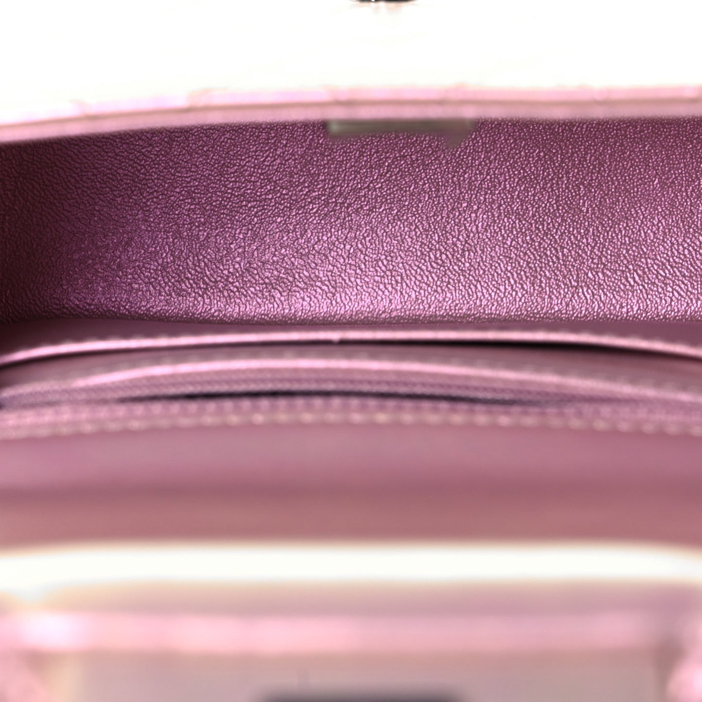 Iridescent Calfskin Quilted Mini Square Flap Pink