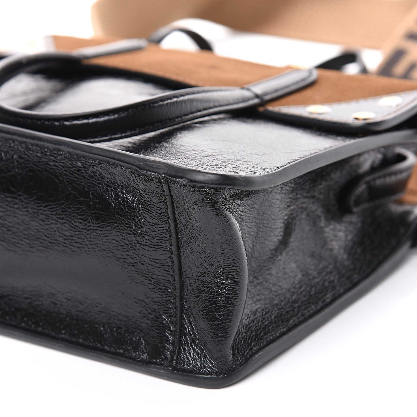 Agnello Old Shine Vitello Go Rain Small Flip Tote Black Marrone