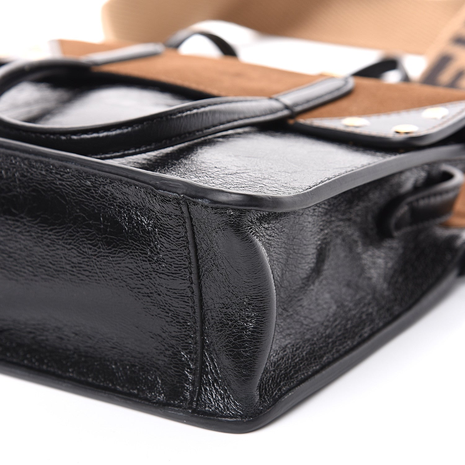 Fendi Agnello Old Shine Vitello Go Rain Small Flip Tote Black Marrone 7 of 7