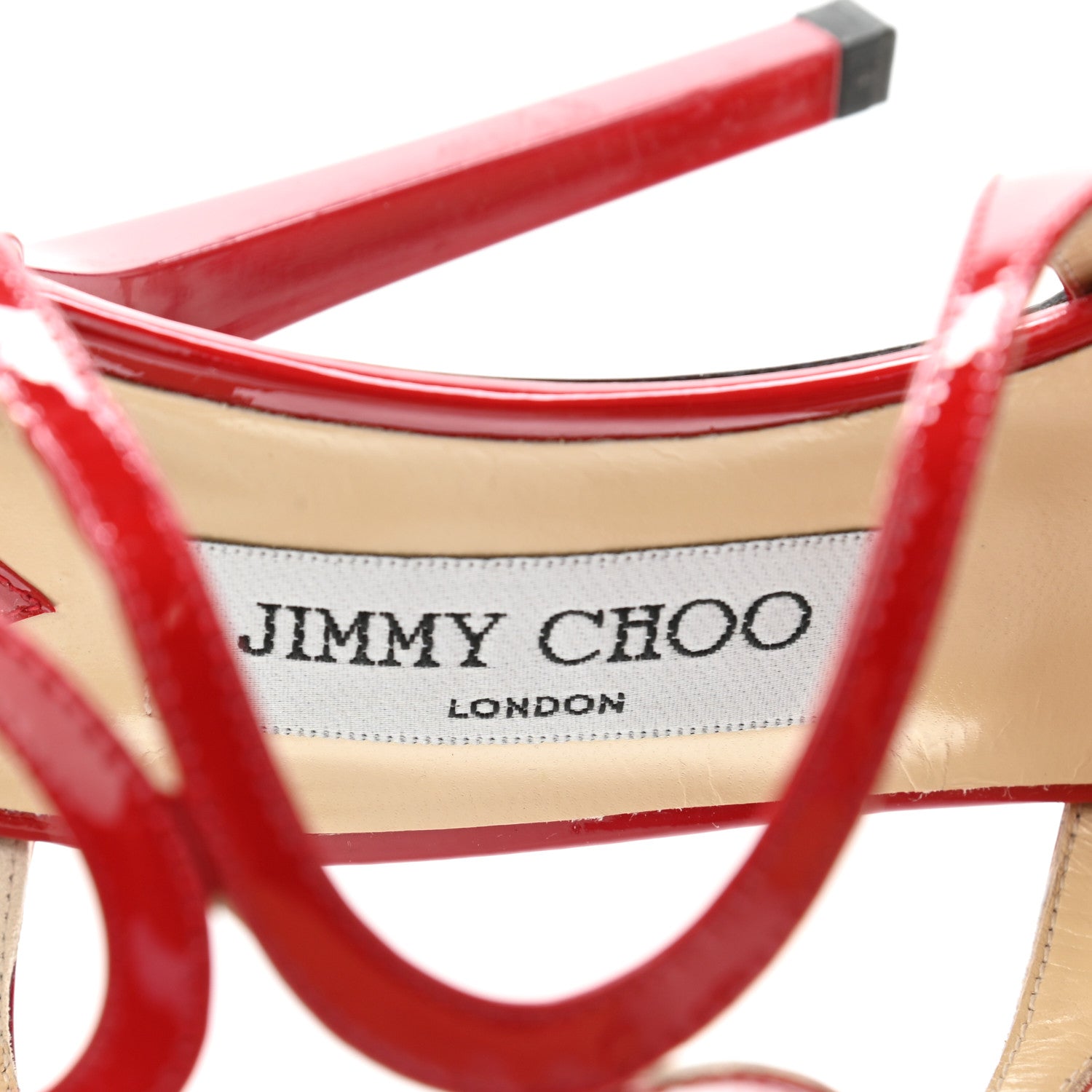 Jimmy Choo Patent Calfskin Lance Sandals 39.5 Red 7 of 9