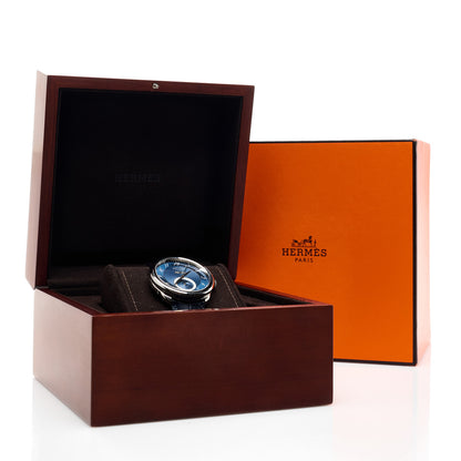 Hermes Stainless Steel Alligator 43mm Arceau Grande Lune Automatic Watch Bleu Abysse 5 of 5