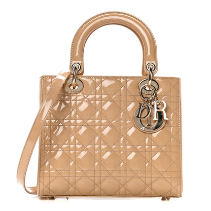 Christian Dior Patent Cannage Medium Lady Dior Beige 1 of 11
