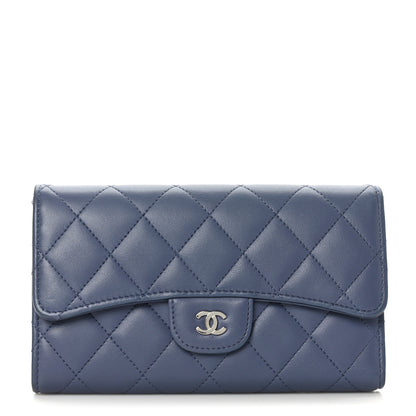 Chanel Lambskin Quilted Large Flap Wallet Blue 1 of 8