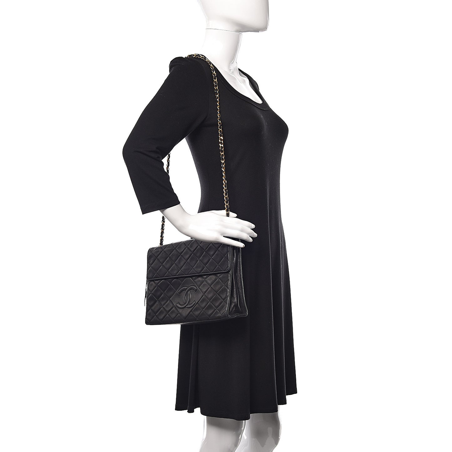 Lambskin Quilted CC Tassel Shoulder Flap Bag Black