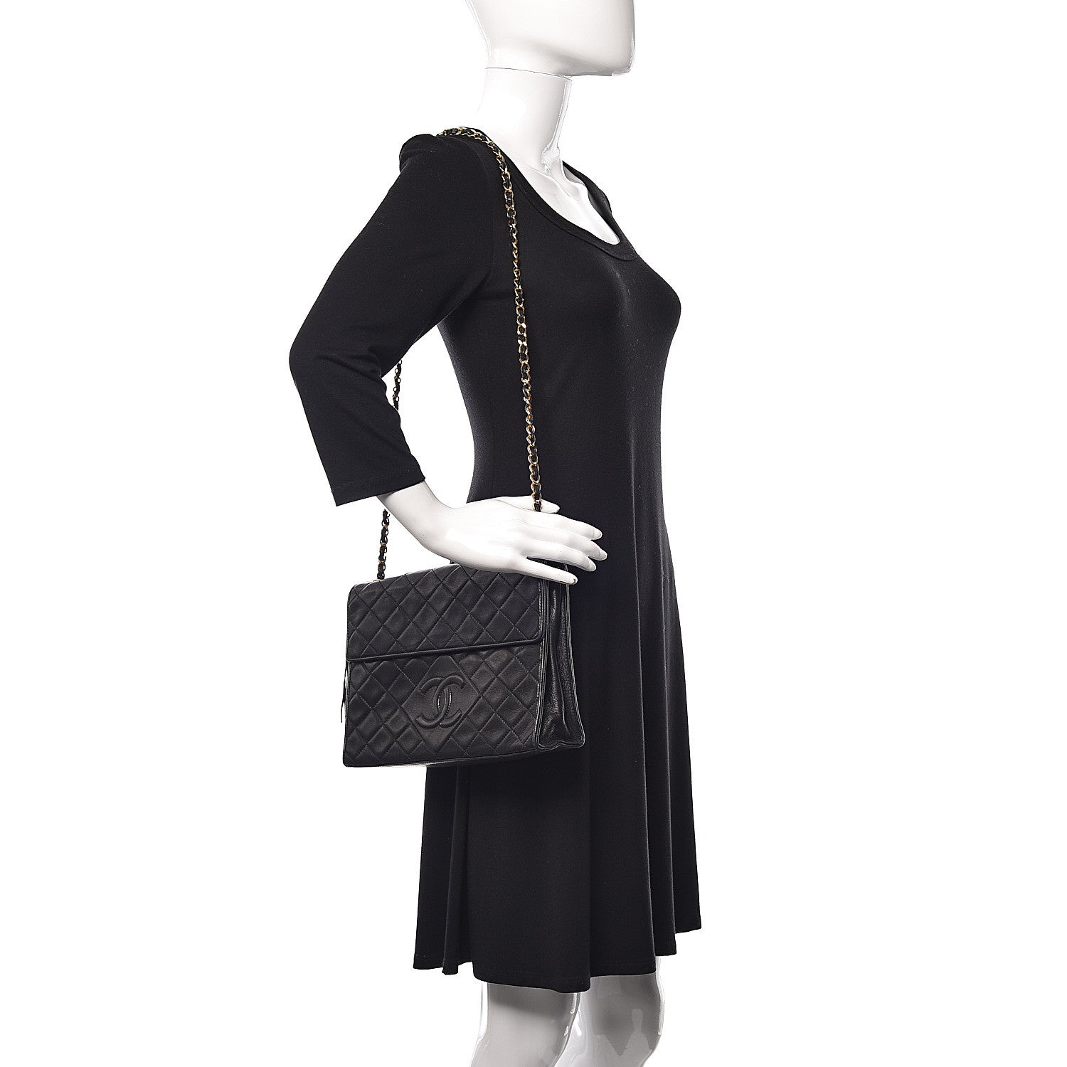 Chanel Lambskin Quilted CC Tassel Shoulder Flap Bag Black 2 of 13