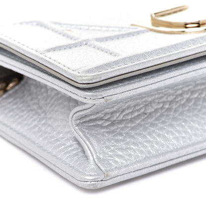 Christian Dior Metallic Grained Calfskin Baby Diorama Flap Bag Silver 7 of 8