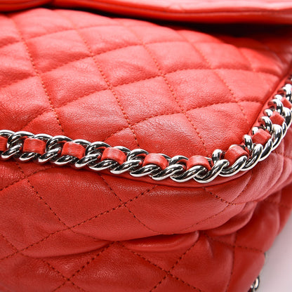 Chanel Washed Lambskin Quilted Maxi Chain Around Flap Red 8 of 11