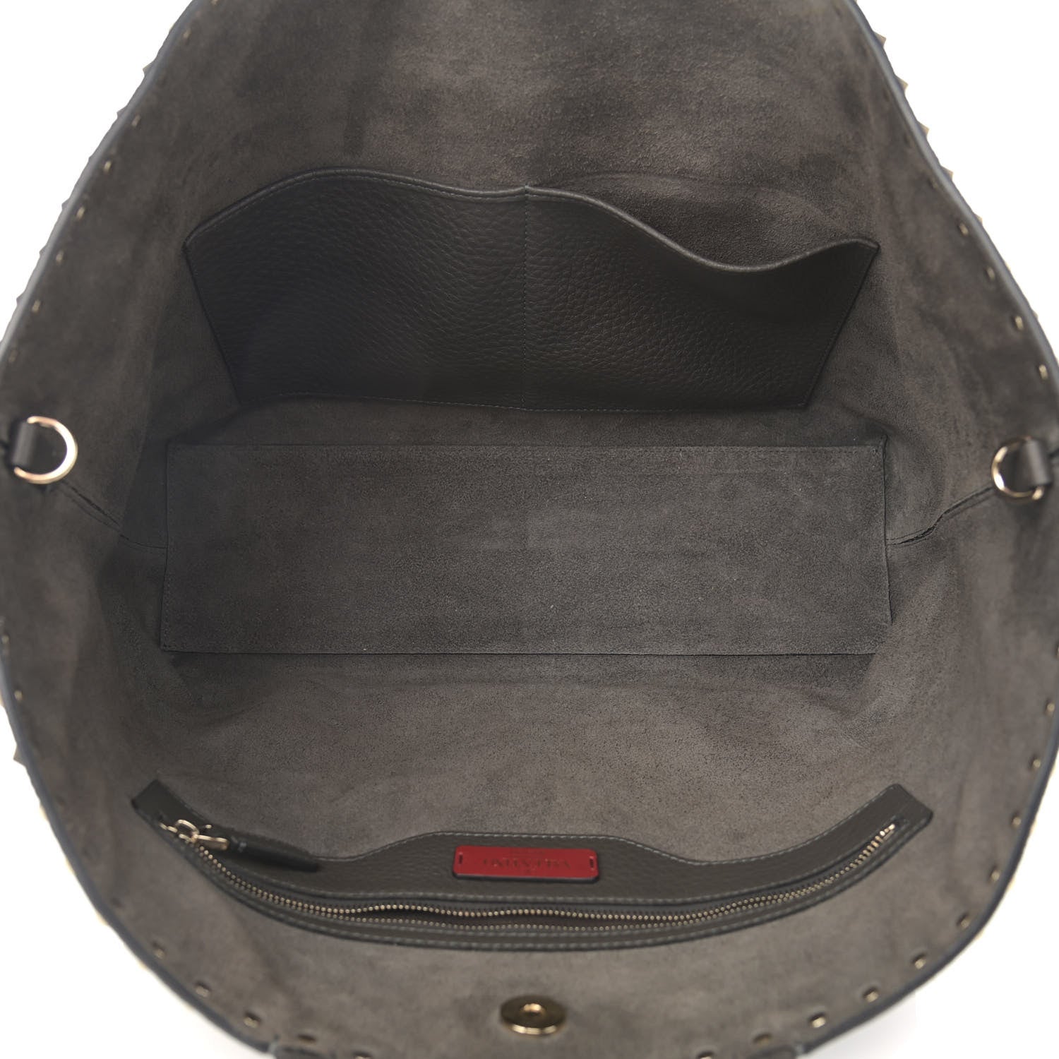 Valentino Garavani Grained Calfskin Rockstud Shoulder Tote Graphite 5 of 13