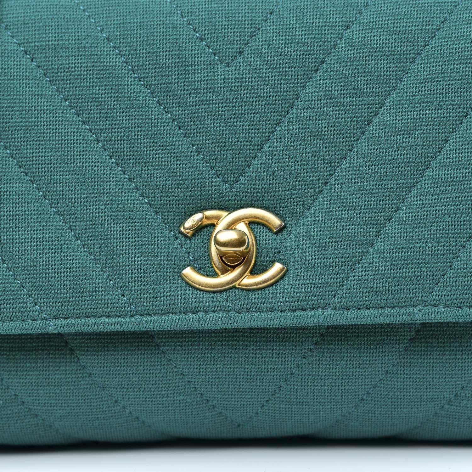 Chanel Jersey Chevron Quilted Mini Coco Handle Flap Green 9 of 9