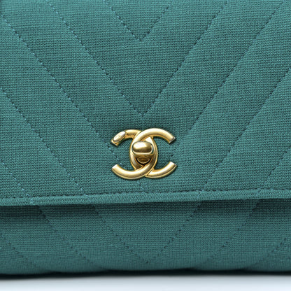 Chanel Jersey Chevron Quilted Mini Coco Handle Flap Green 9 of 9