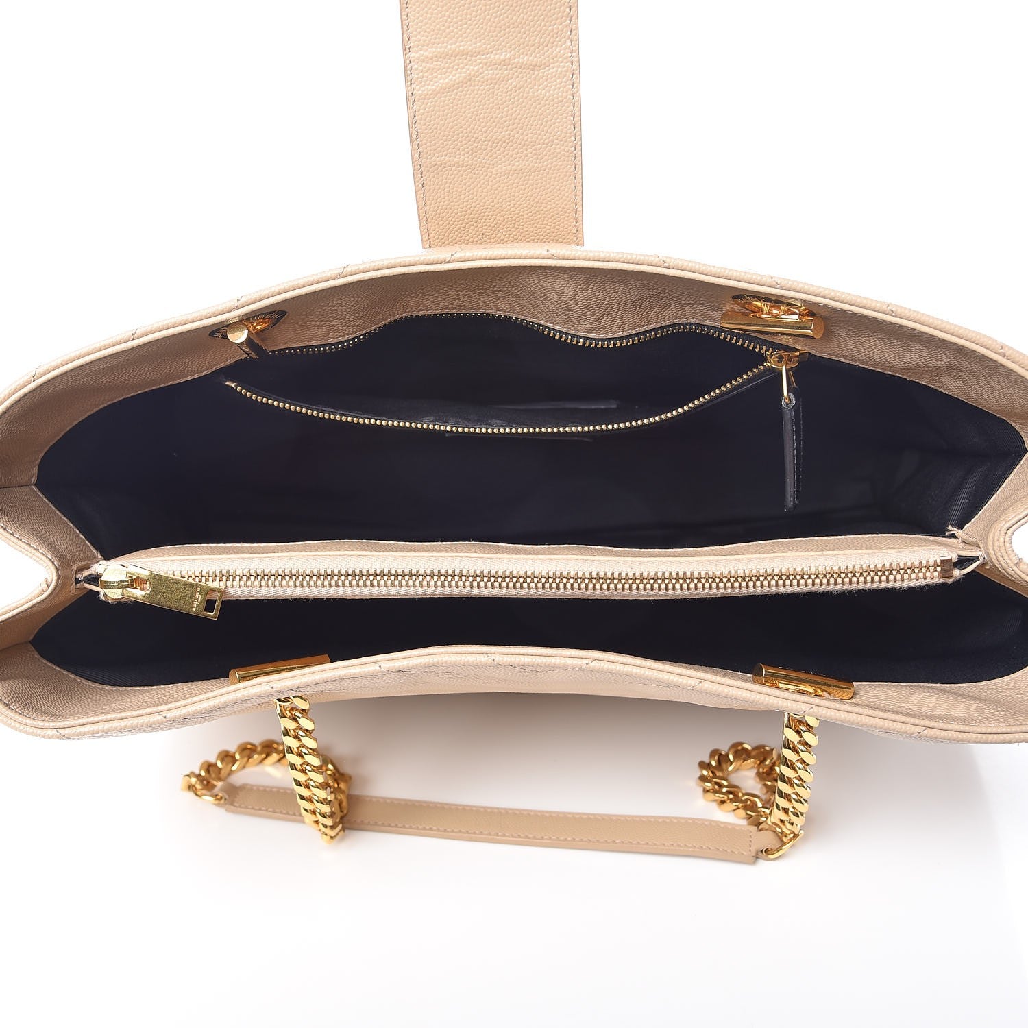 Saint Laurent Grain De Poudre Matelasse Chevron Monogram Shopping Bag Nude Powder 5 of 10