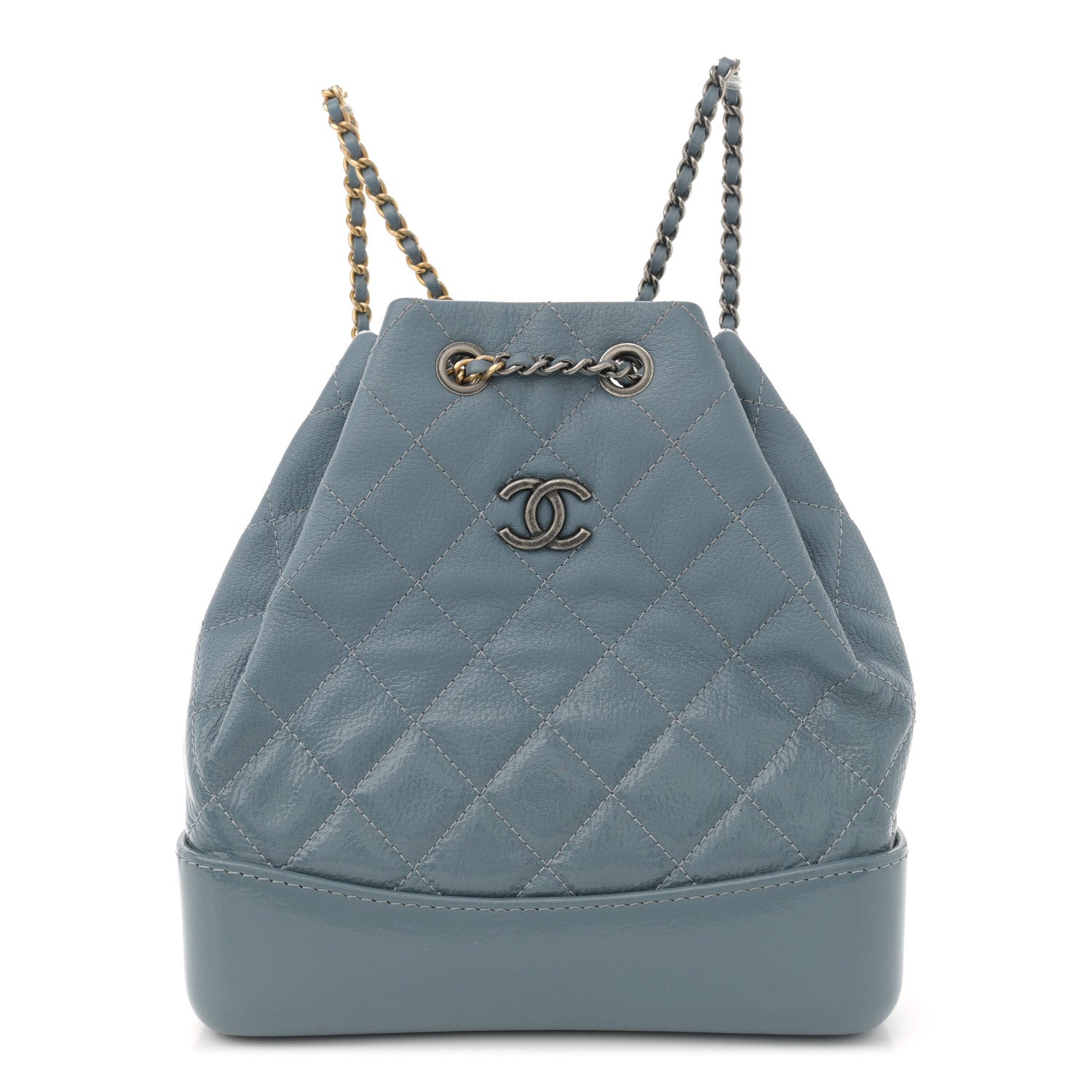 Chanel Patent Goatskin Quilted Small Gabrielle Backpack Blue 1 of 9