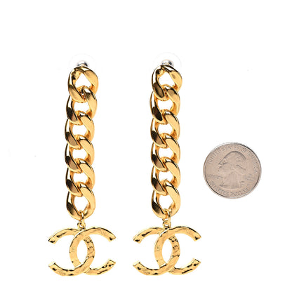 Chanel Metal CC Pick Drop Earrings Gold 2 of 5