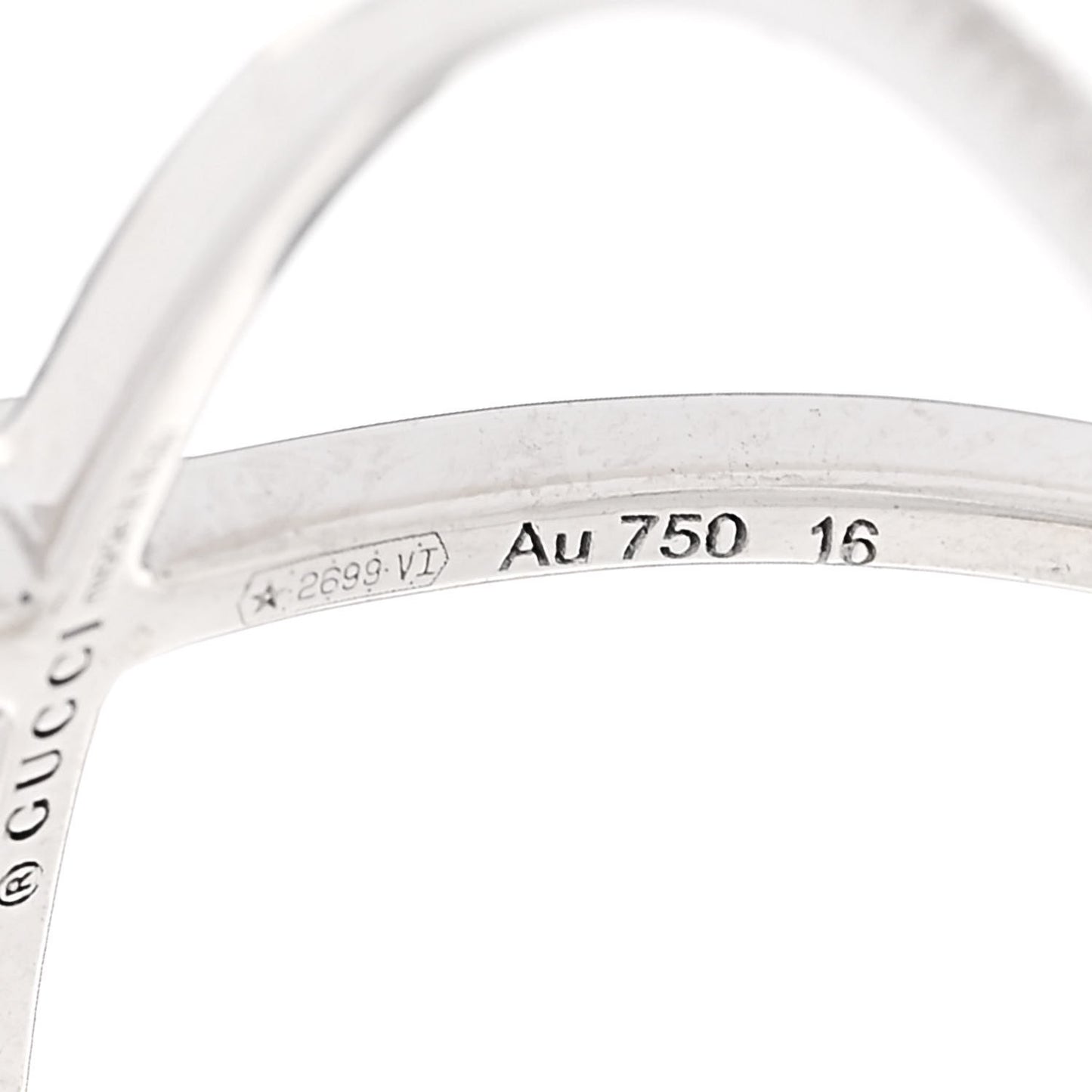18K White Gold Diamond Running G Cross Ring 56 7.5