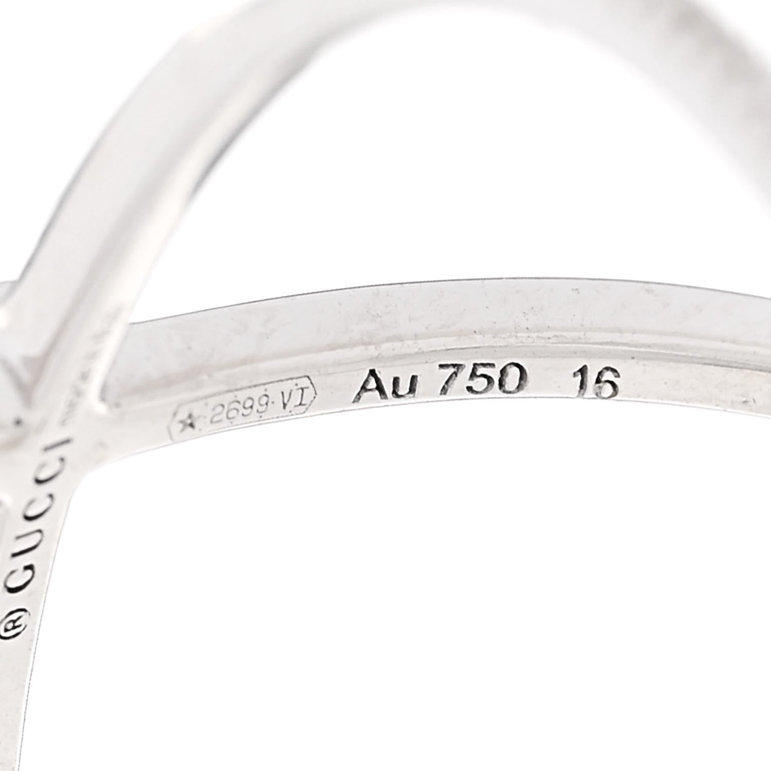 Gucci 18K White Gold Diamond Running G Cross Ring 56 7.5 5 of 6