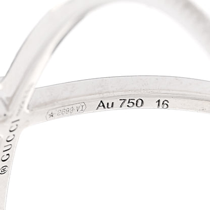 Gucci 18K White Gold Diamond Running G Cross Ring 56 7.5 5 of 6