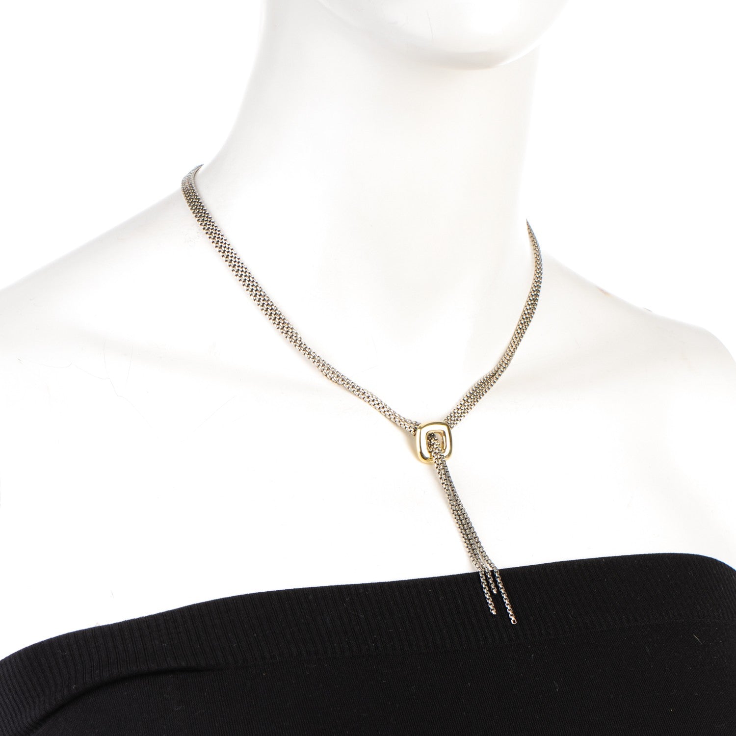 David Yurman Sterling Silver 18K Yellow Gold Lariat Waterfall Necklace 2 of 4