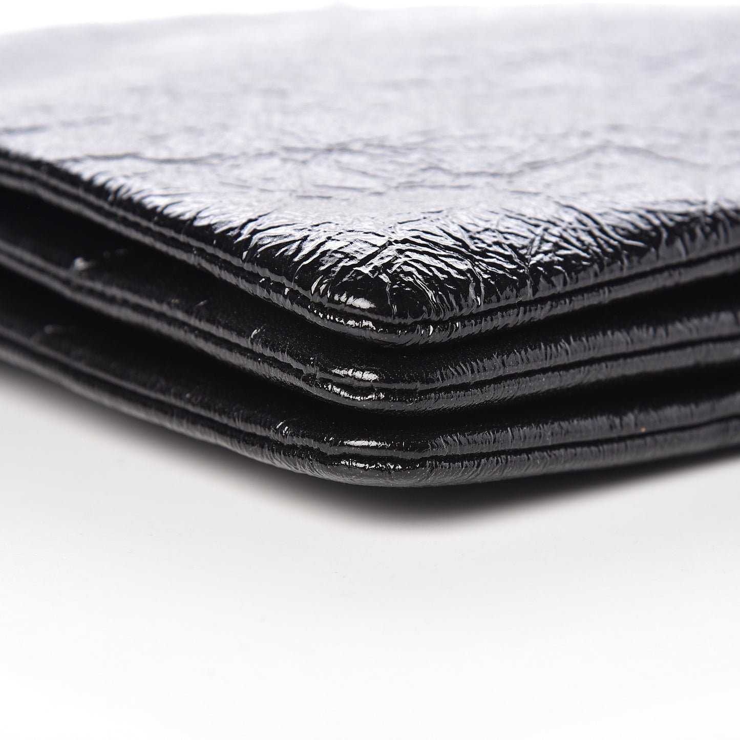 Shiny Goatskin Large Trio Crossbody Bag Black