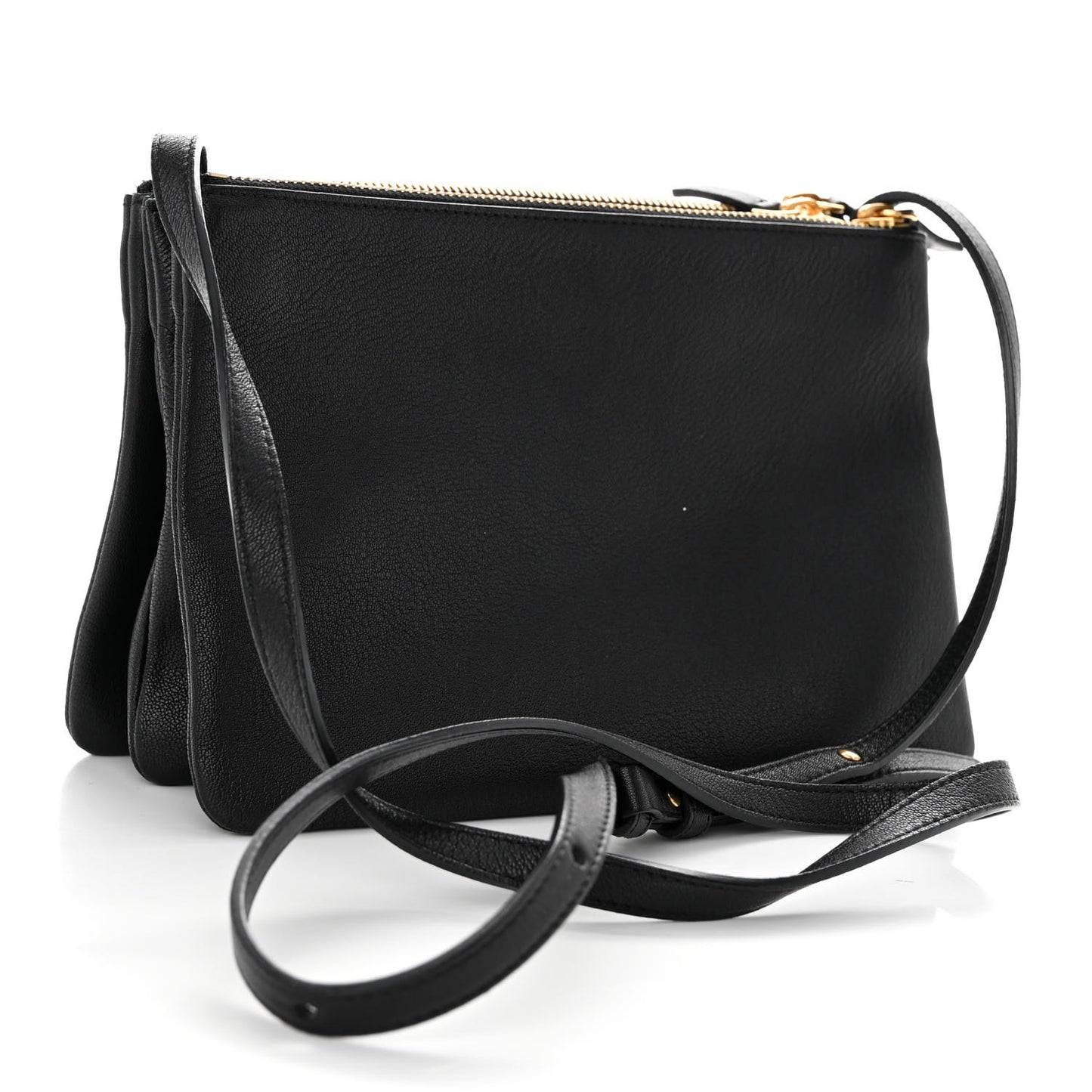 Goatskin Small Trio Crossbody Bag Black
