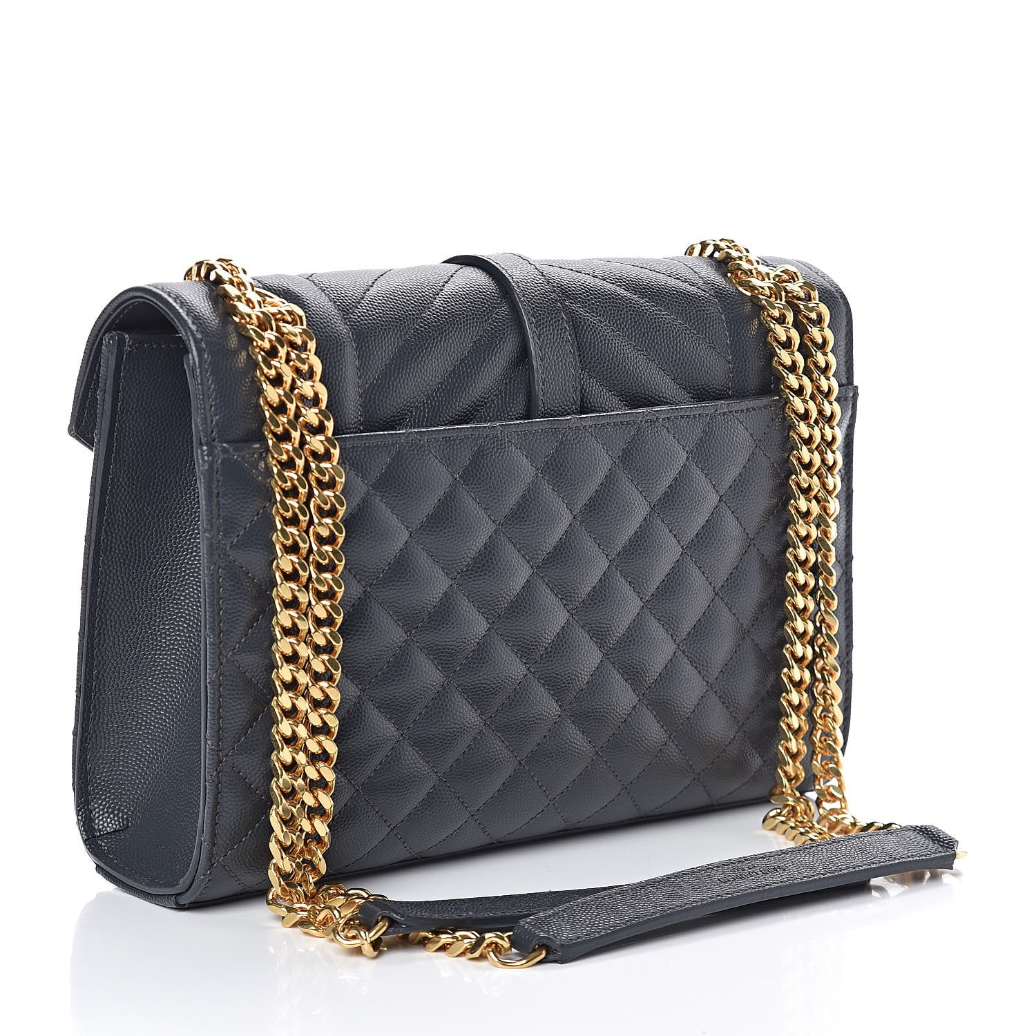 Saint Laurent Grain De Poudre Textured Mixed Matelasse Triquilt Medium Monogram Satchel Dark Smog 3 of 10
