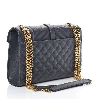Saint Laurent Grain De Poudre Textured Mixed Matelasse Triquilt Medium Monogram Satchel Dark Smog 3 of 10