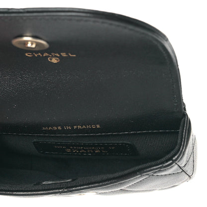 Chanel Lambskin Quilted Pearl Top Handle Clutch With Chain Black 5 of 12