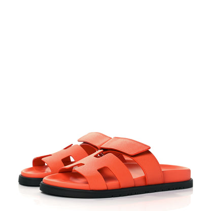 Hermes Epsom Womens Chypre Sandals 37.5 Rose Sorbert 3 of 8