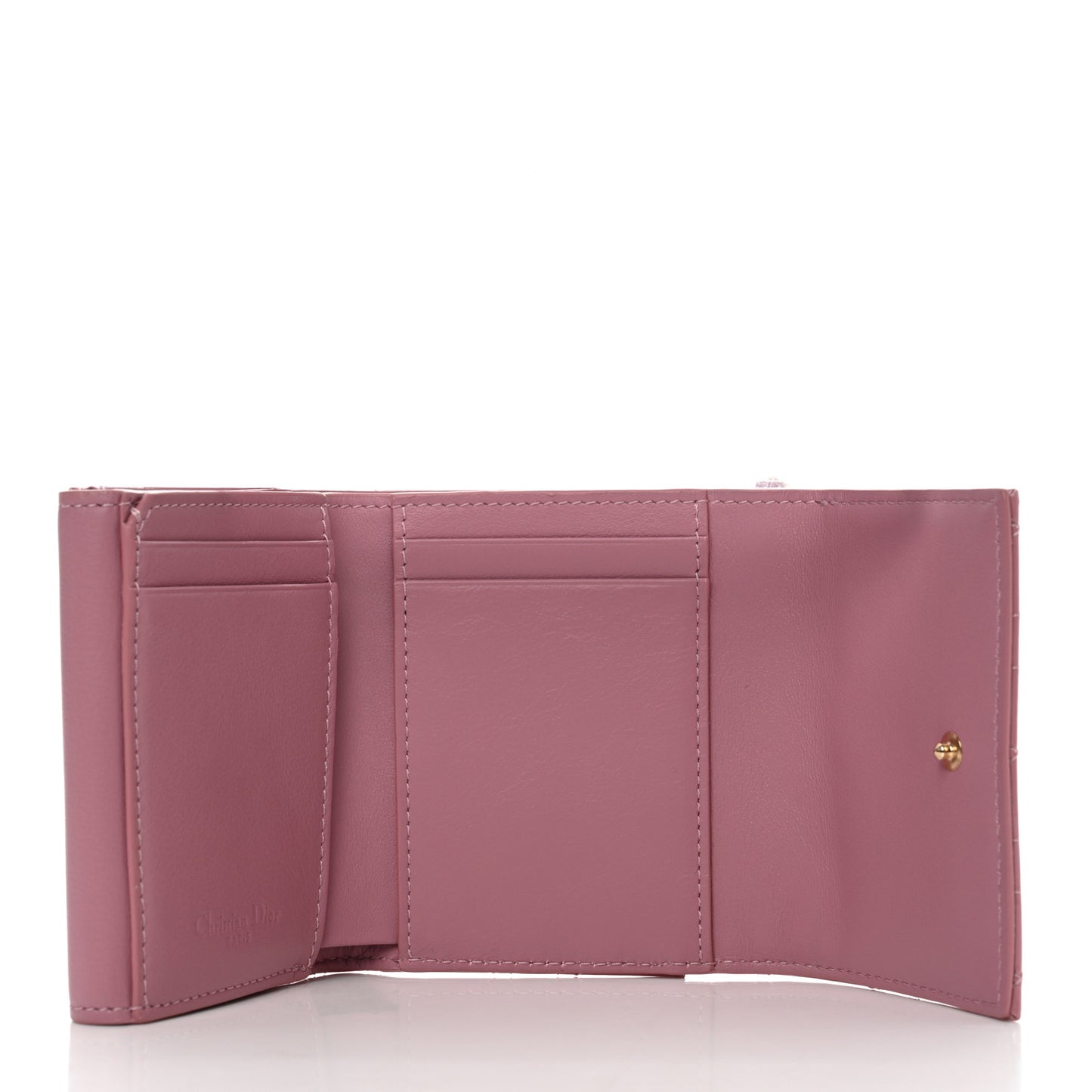 Patent Cannage Lady Dior Lotus Wallet Pink
