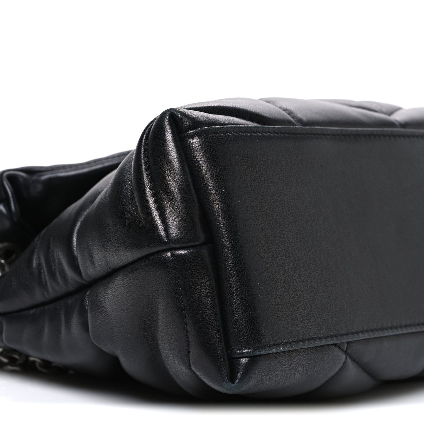 Lambskin Quilted Small Loulou Puffer Monogram Chain Satchel Black