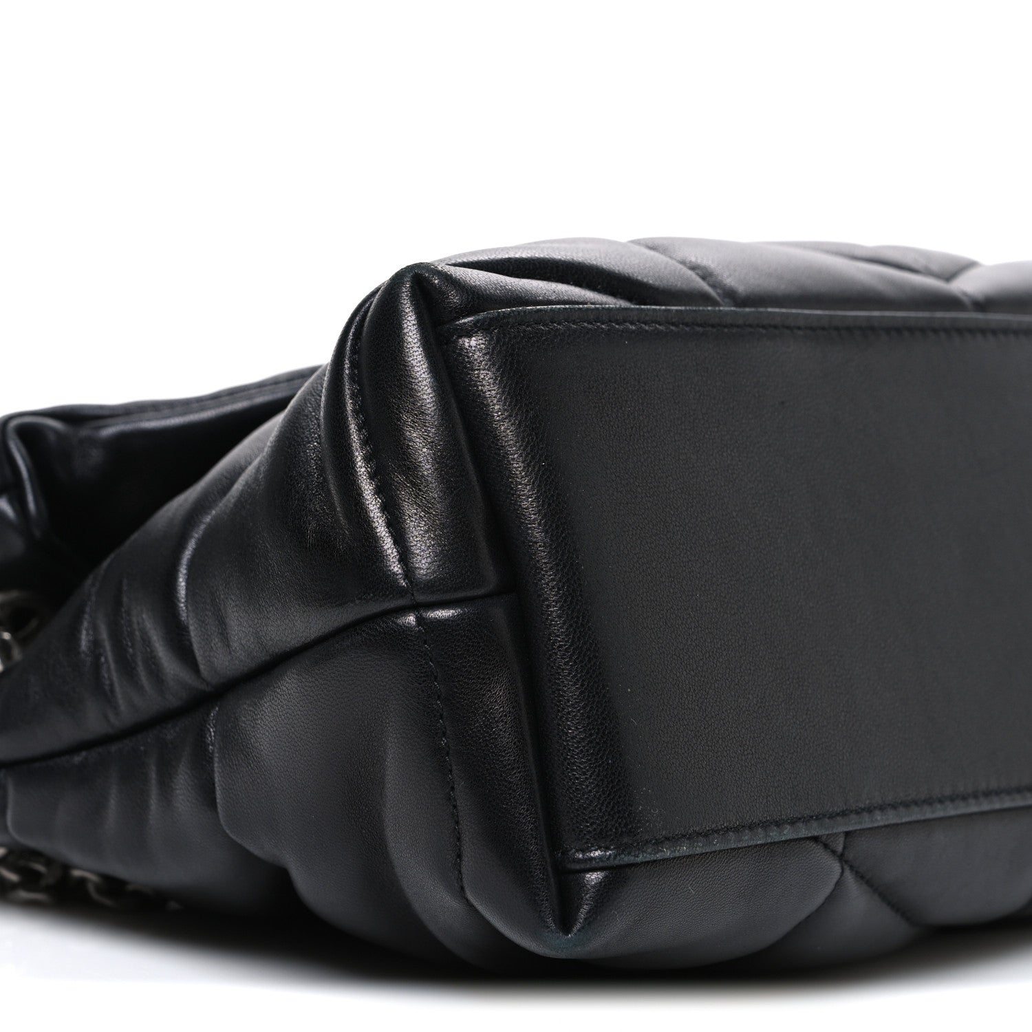 Saint Laurent Lambskin Quilted Small Loulou Puffer Monogram Chain Satchel Black 9 of 10